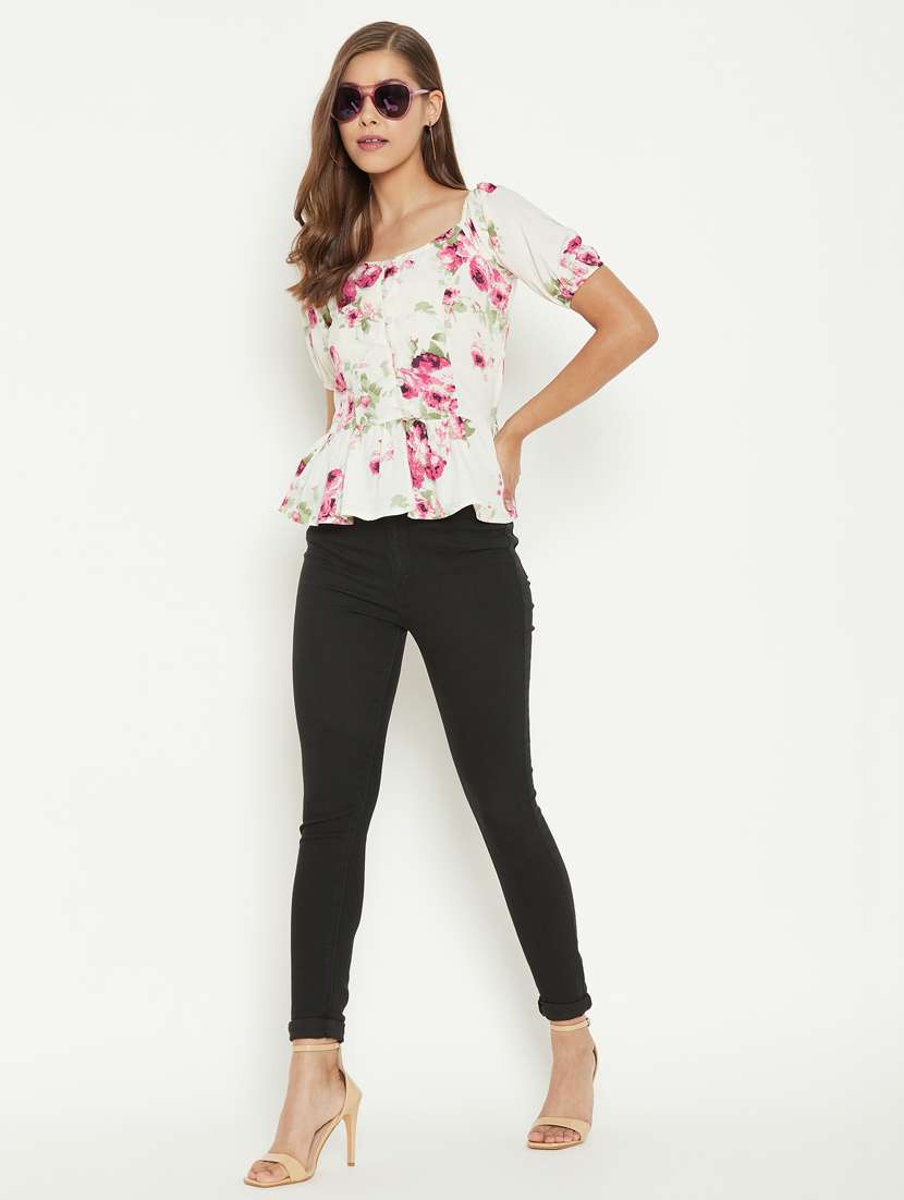 women's peplum square neck top - 18439789 - Standard Image - 4