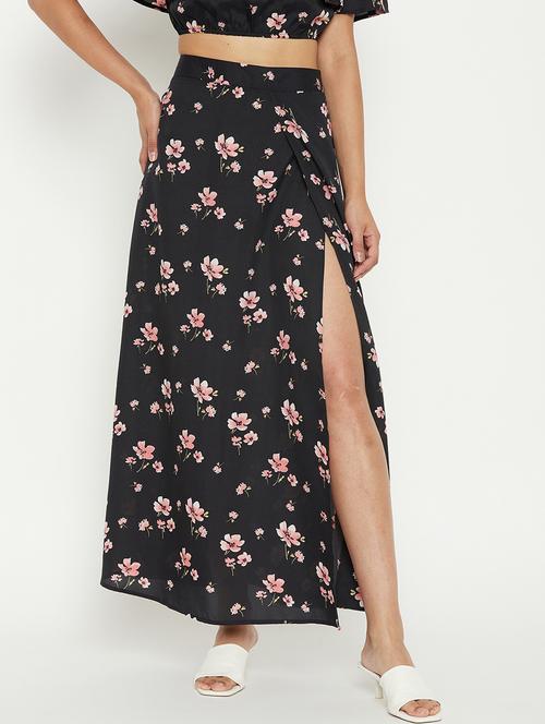 high rise printed wrap skirt - 18439799 - Standard Image - 0