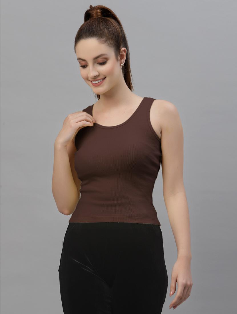 women's solid round neck top - 18439837 -  Zoom Image - 0
