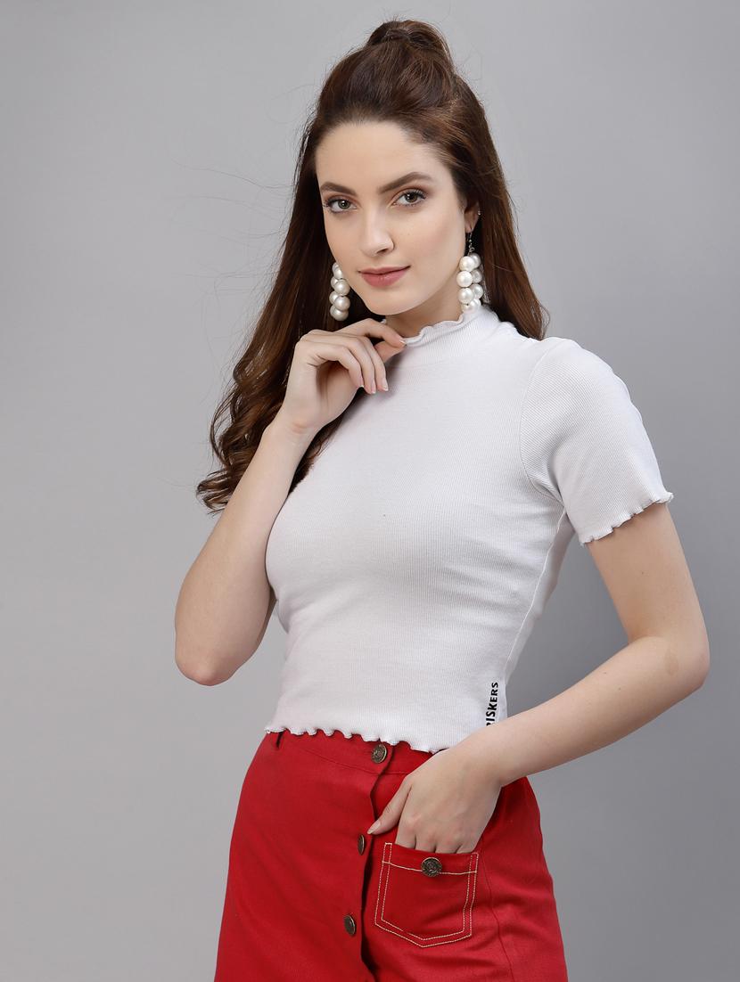 women's white mock neck top - 18439841 -  Standard Image - 1