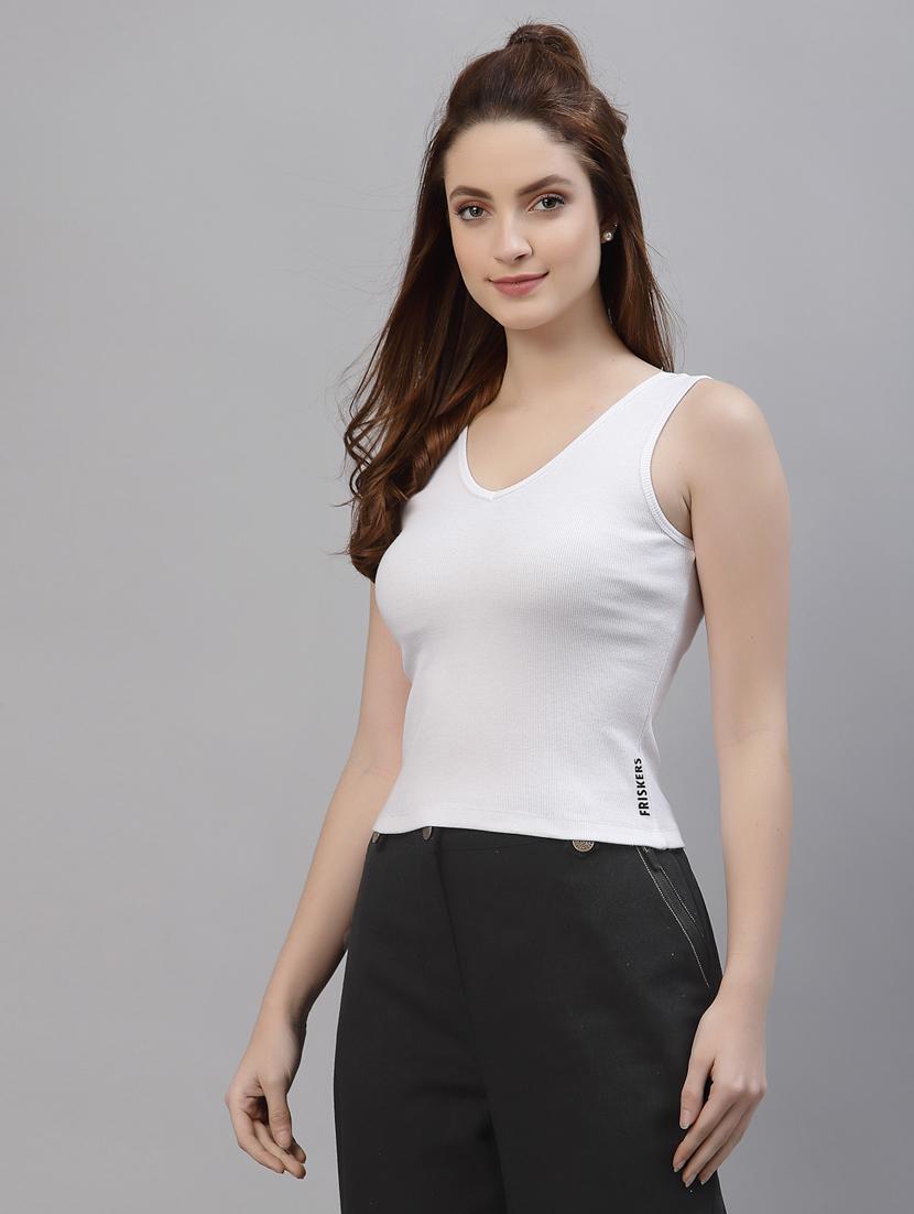women's white v neck top - 18439844 -  Standard Image - 1
