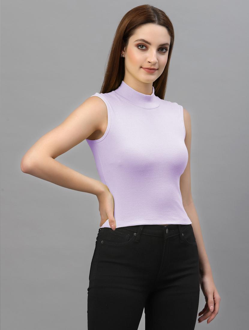 women's solid high neck top - 18439852 -  Standard Image - 1