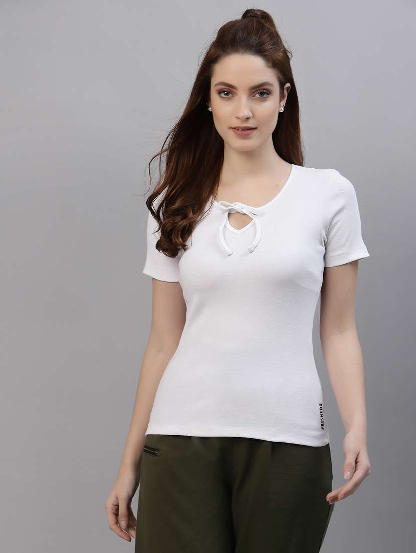women's straight tie-up neck top - 18439862 - Zoom Image - 0