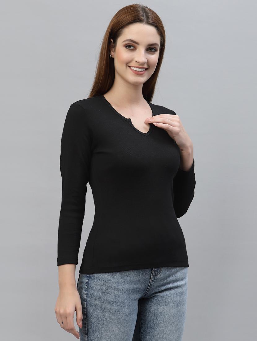 women's straight notch neck top - 18439867 - Standard Image - 1
