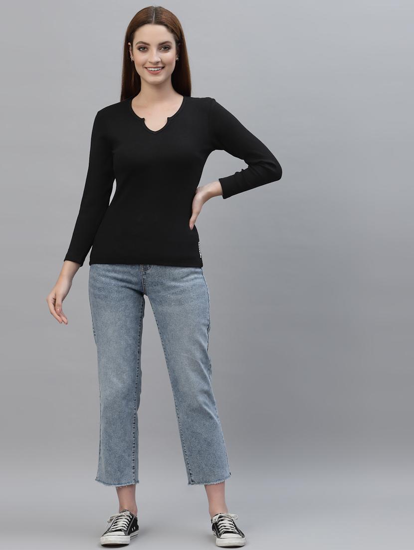 women's straight notch neck top - 18439867 - Standard Image - 4