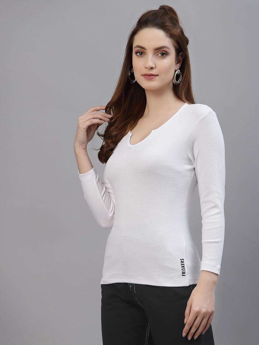 women's straight v neck top - 18439868 - Standard Image - 1