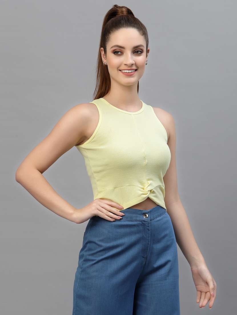 women's crop round neck top - 18439872 -  Standard Image - 1
