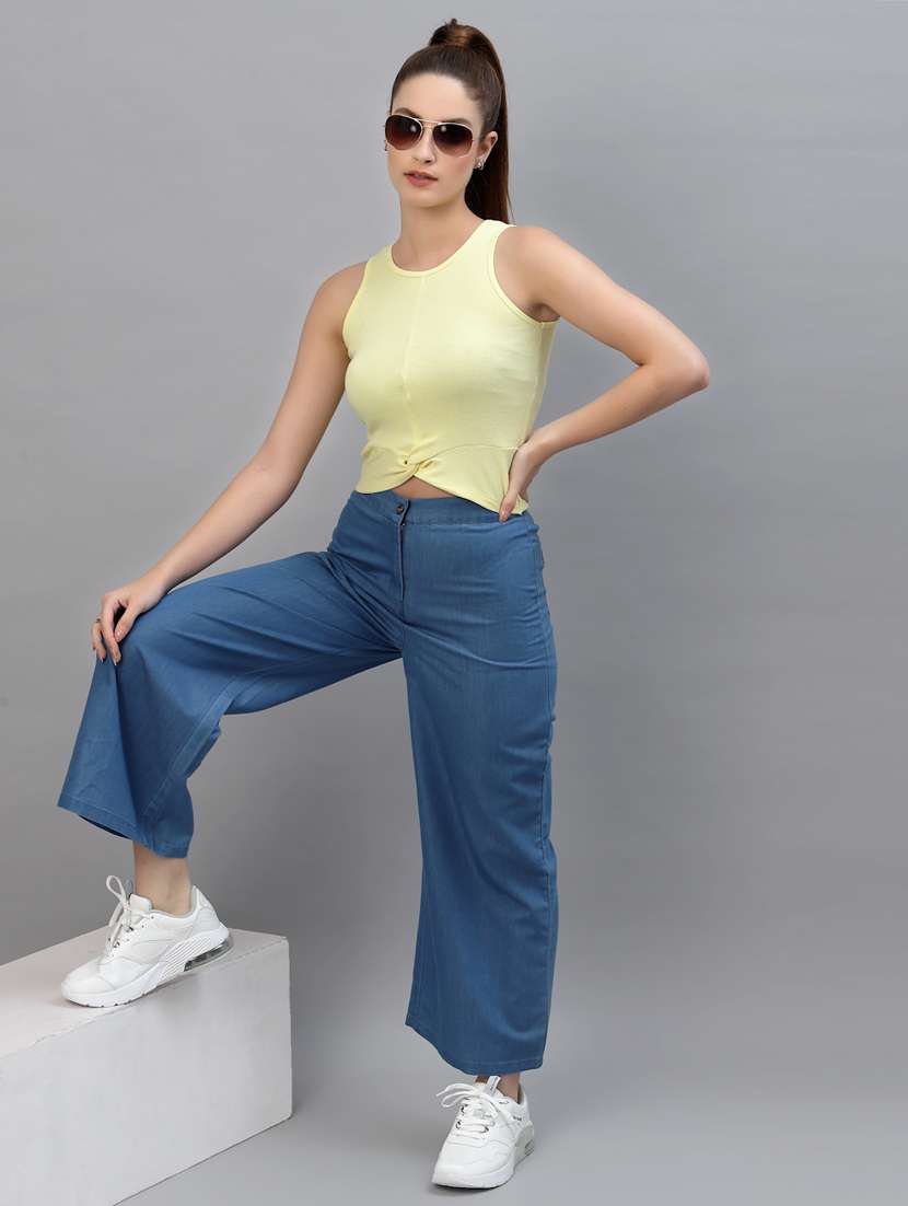 women's crop round neck top - 18439872 - Standard Image - 4