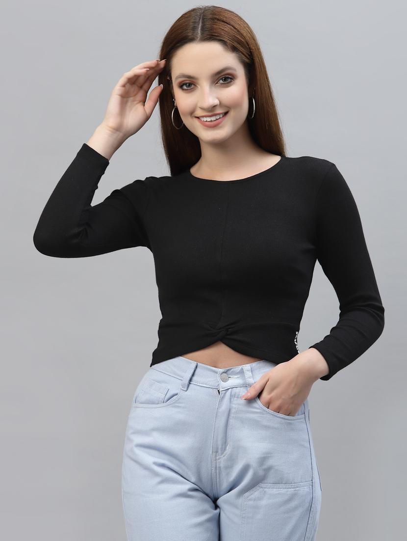 women's crop round neck top - 18439873 - Zoom Image - 0