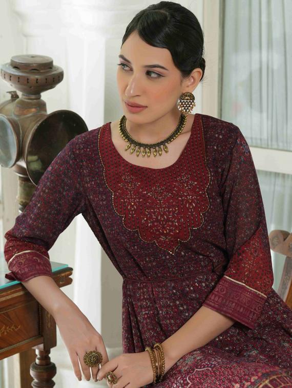 wonen three quater sleeves anarkali kurta - 18439920 - Standard Image - 4