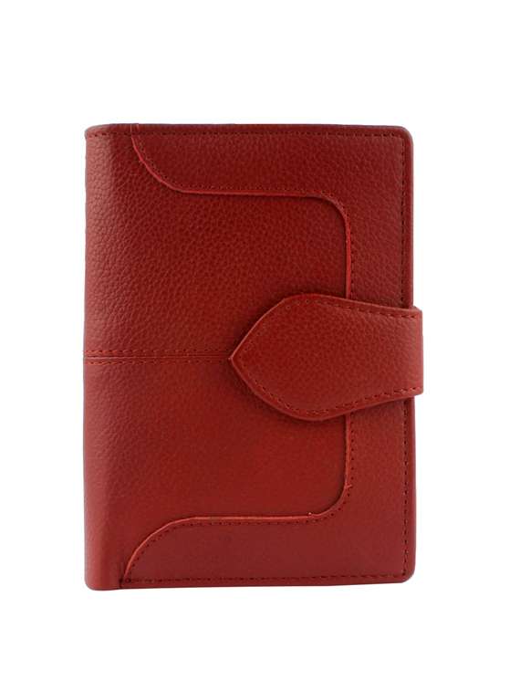 red genuine leather wallet