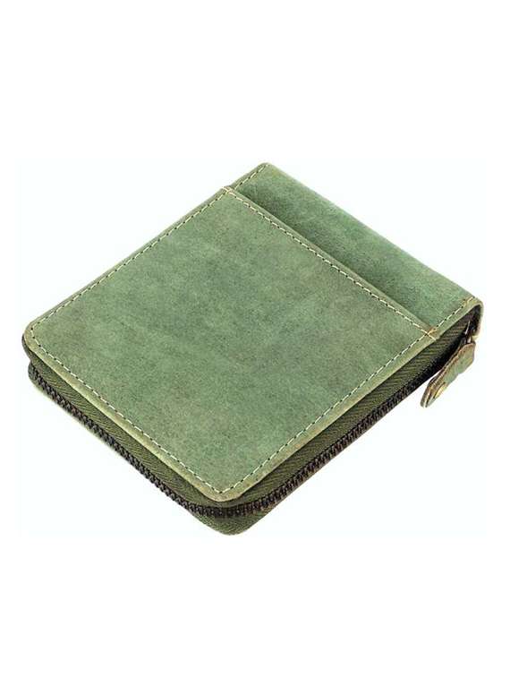 green genuine leather wallet