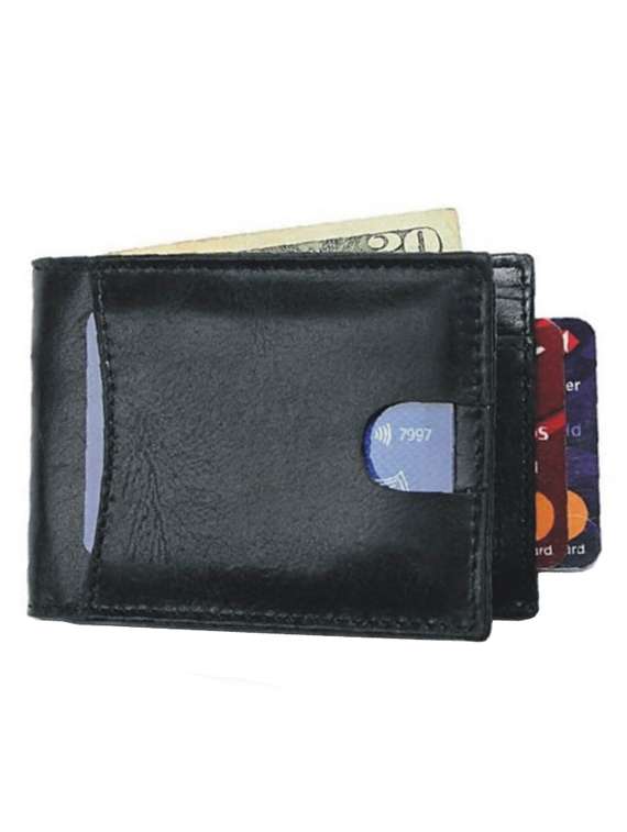 black genuine leather wallet