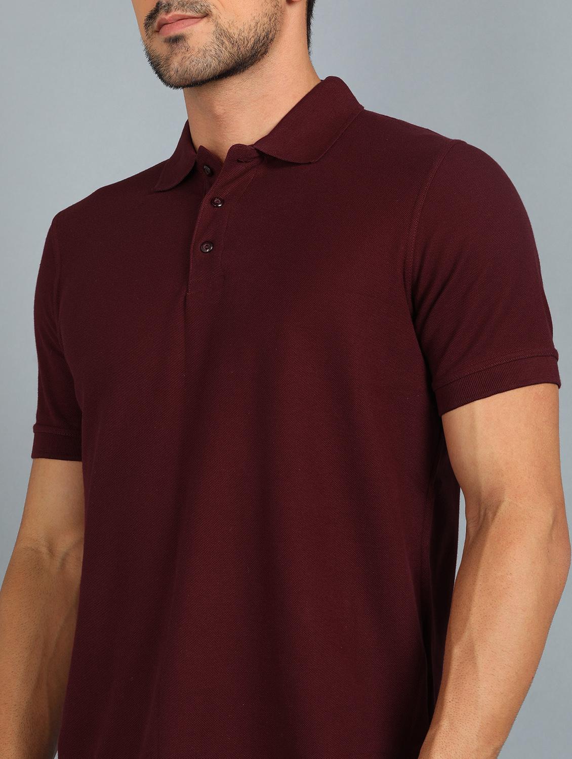 maroon solid polo t-shirt - 18440319 - Standard Image - 4