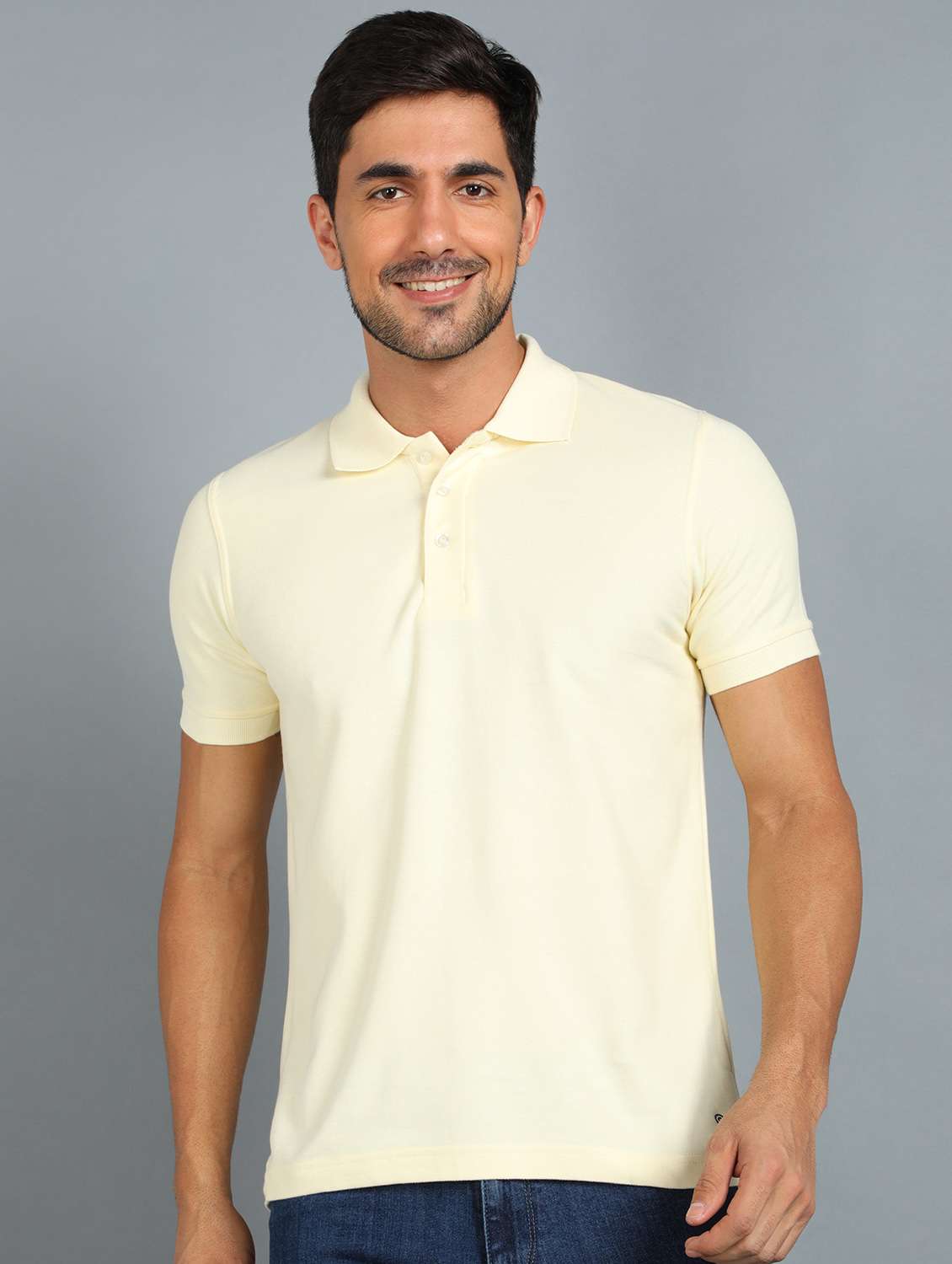 light yellow solid polo t-shirt 