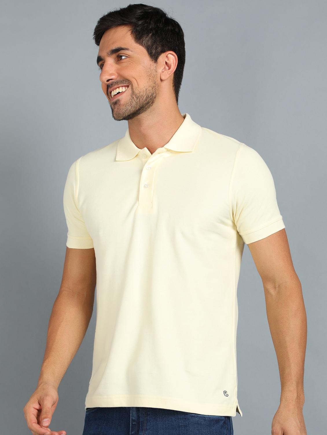 light yellow solid polo t-shirt - 18440320 - Standard Image - 1