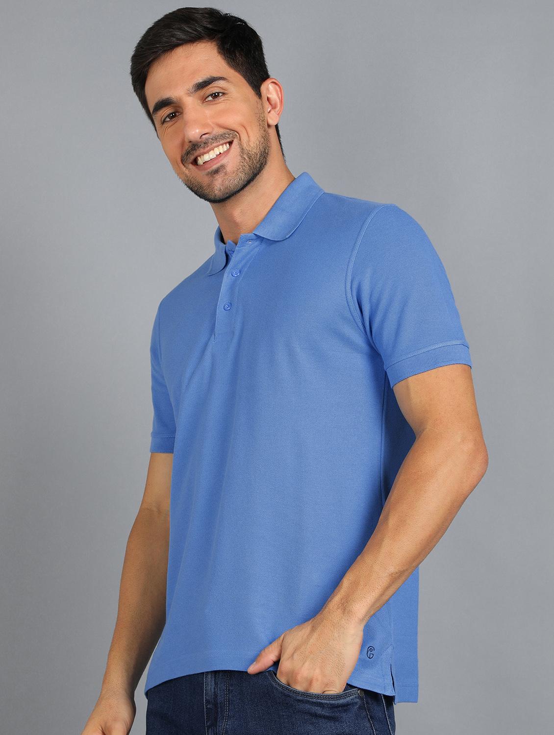 light blue solid polo t-shirt t- - 18440321 - Standard Image - 1