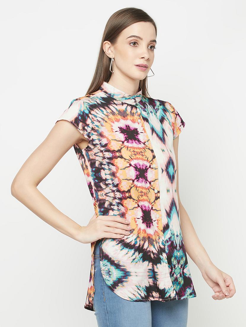 tie & dye high-low shirt - 18440717 - Standard Image - 1