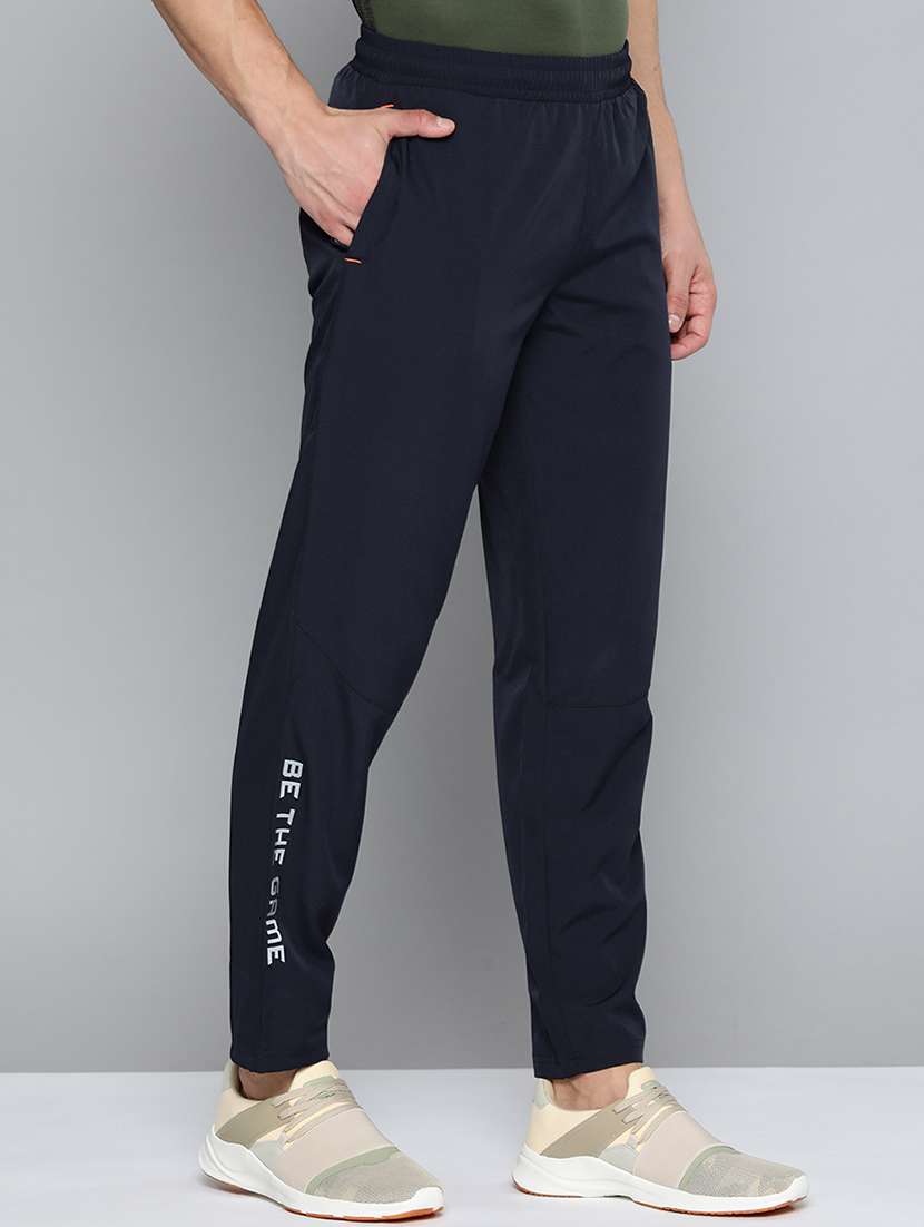 navy-blue solid full length track pant - 18440797 - Standard Image - 1