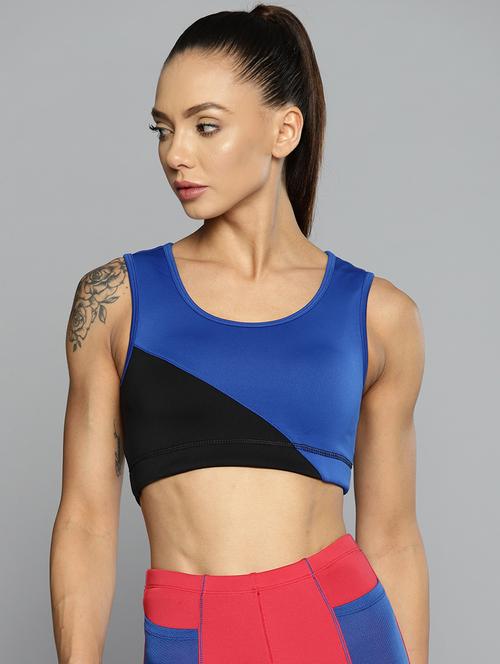 blue color-blocked sports bra - 18440801 -  Standard Image - 0