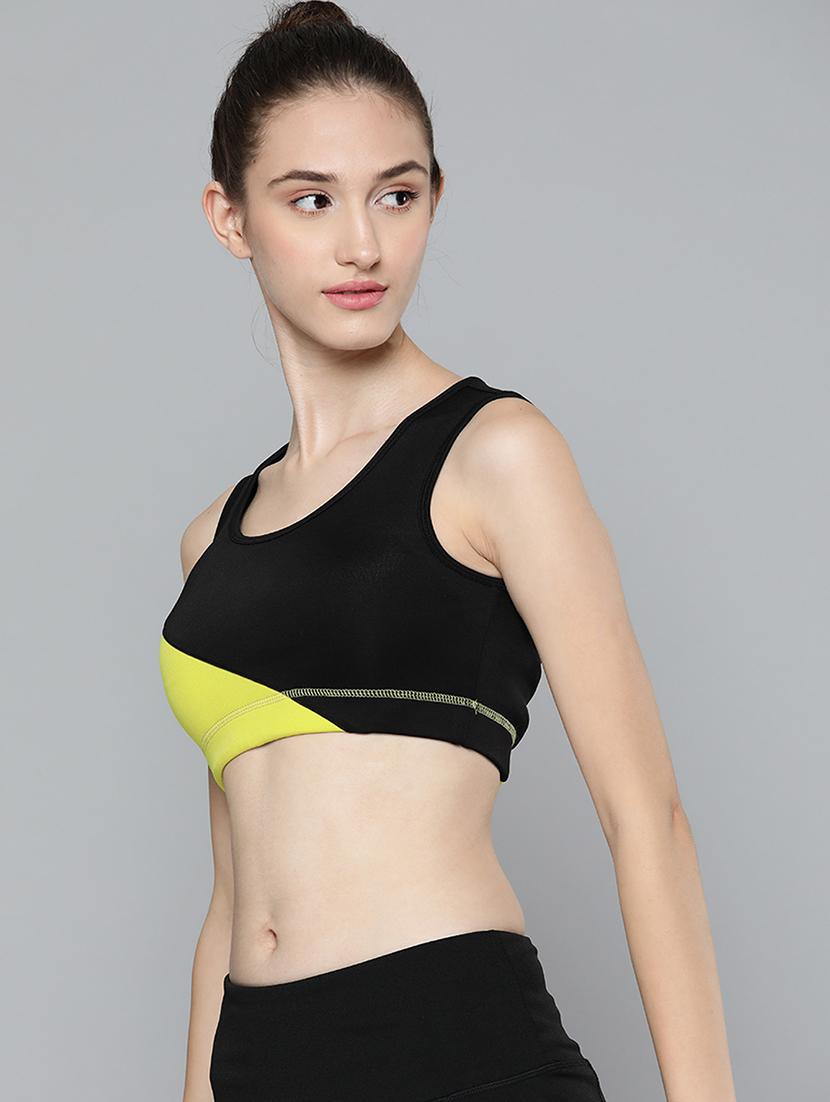 black color-blocked sports bra - 18440802 -  Standard Image - 1