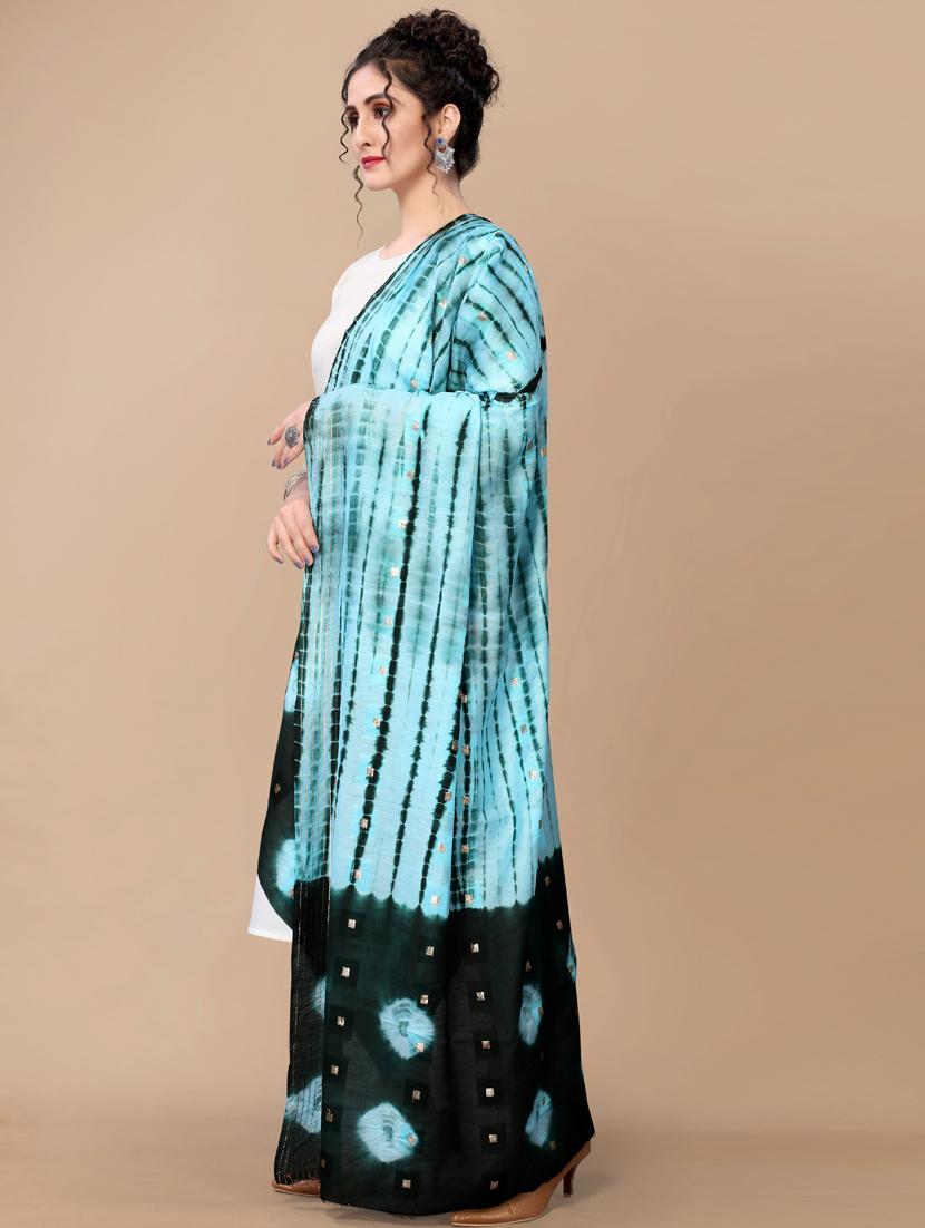 zari work tie & dye dupatta - 18441659 - Standard Image - 1