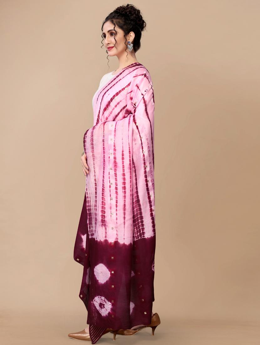 zari work tie & dye dupatta - 18441661 - Standard Image - 1