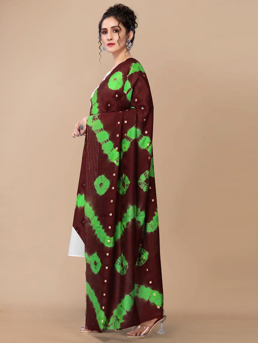 zari work tie & dye dupatta - 18441662 - Standard Image - 1