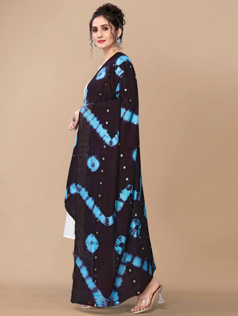 zari work tie & dye dupatta - 18441663 - Standard Image - 1