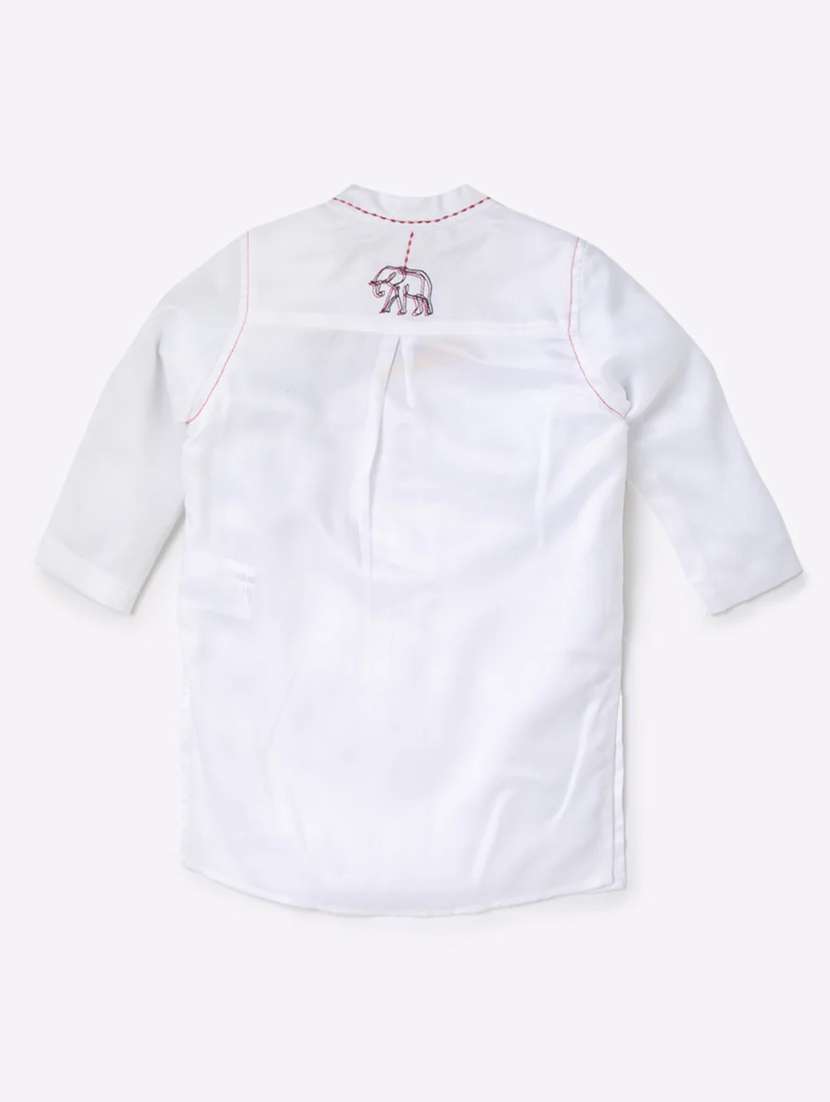 boys white solid kurta - 18443332 -  Standard Image - 1