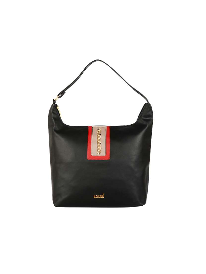 black solid regular handbag