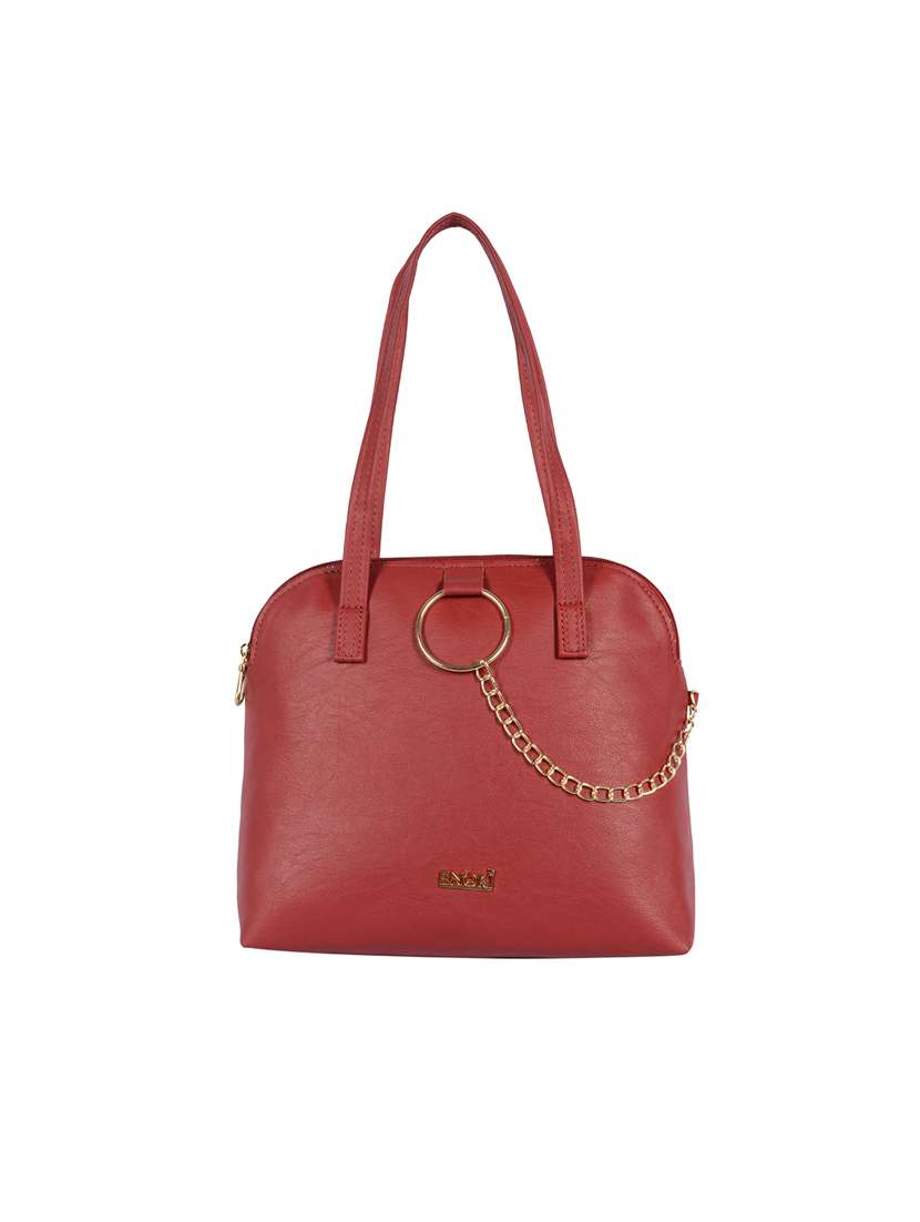 red solid regular handbag