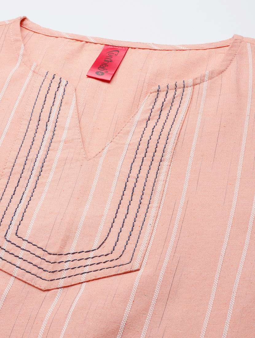 peach striped regular top - 18443482 -  Standard Image - 4