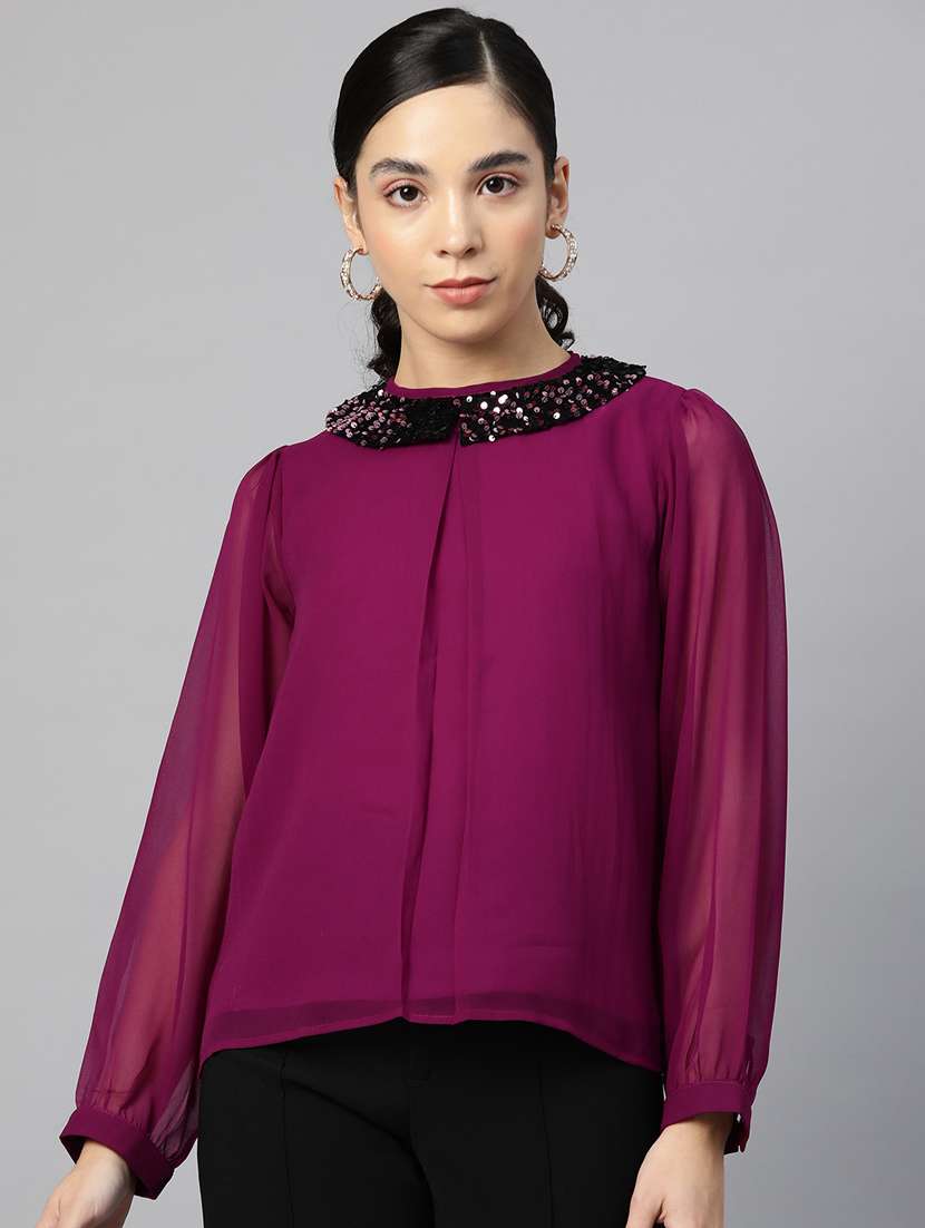 women's straight collared top