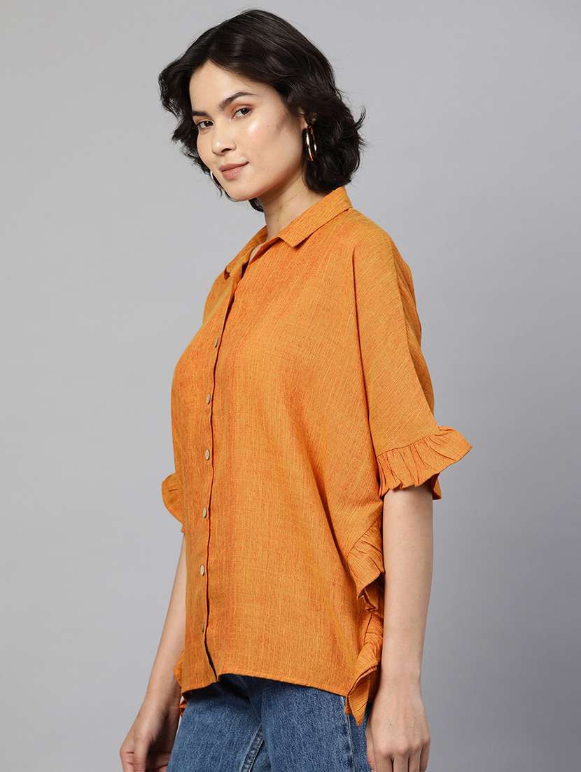 solid ruffled a-line shirt - 18443489 -  Standard Image - 1