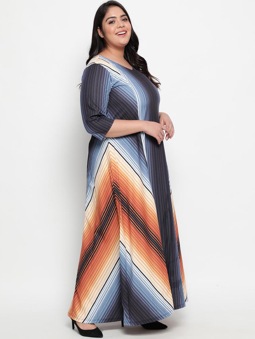 v-neck striped maxi dress - 18443657 - Standard Image - 1