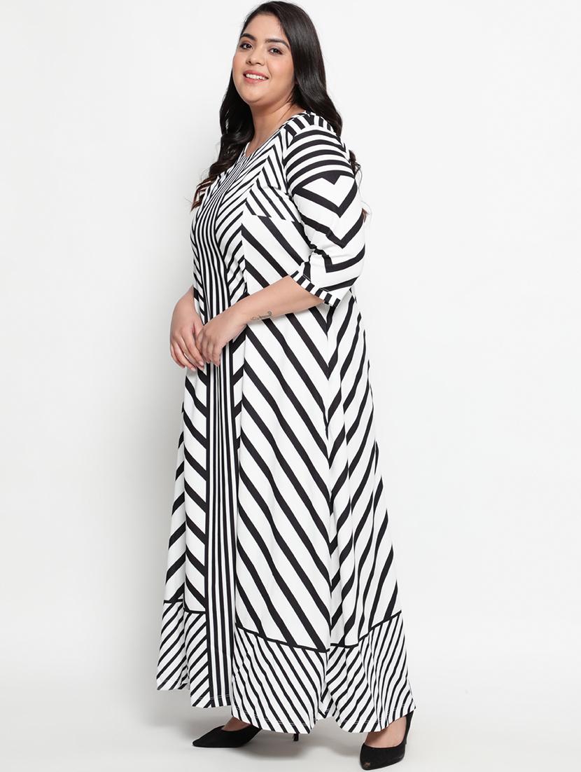 v-neck striped maxi dress - 18443658 - Standard Image - 1