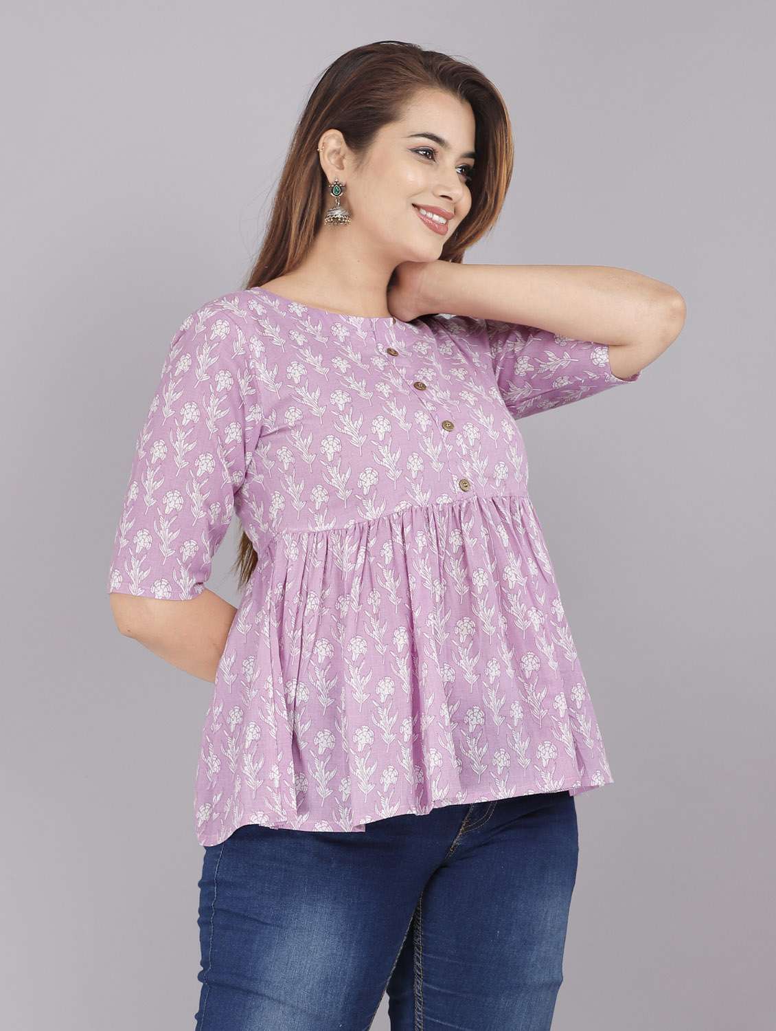 floral flared kurti - 18443792 -  Standard Image - 1