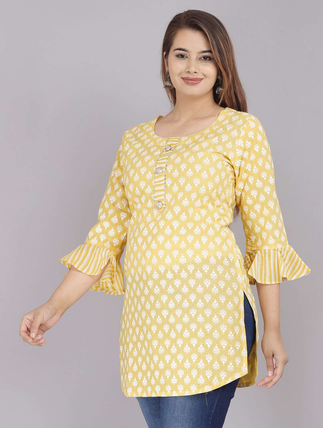 bell sleeves straight kurti