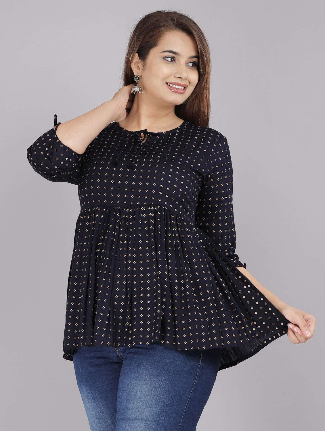 printed flared kurti - 18443797 -  Standard Image - 1