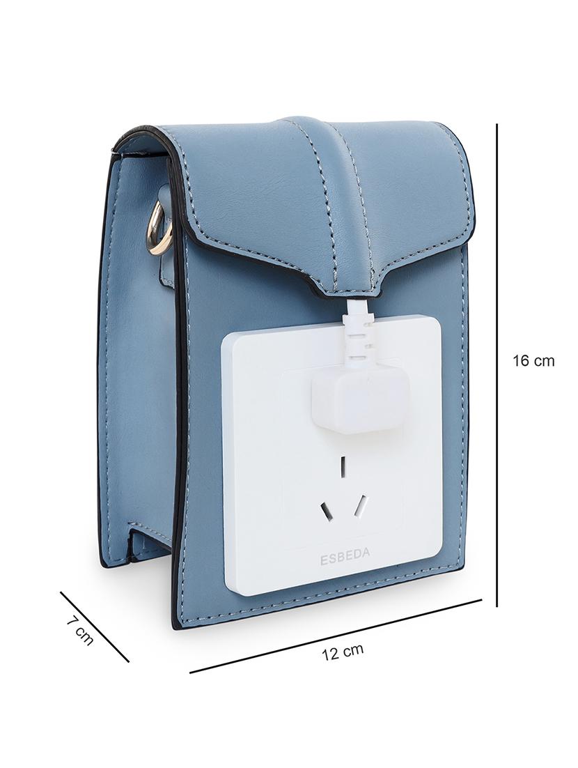 light blue color block regular sling bag - 18444353 - Standard Image - 4