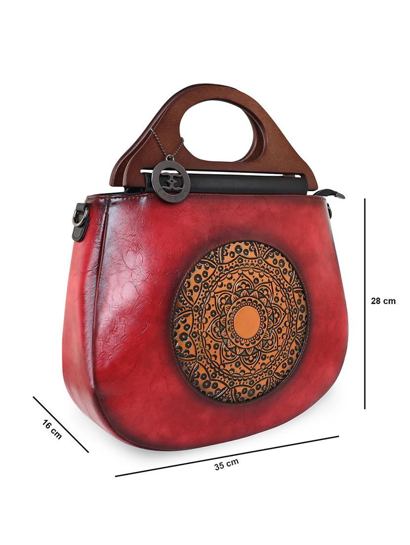 red textured regular sling bag - 18444369 - Standard Image - 4