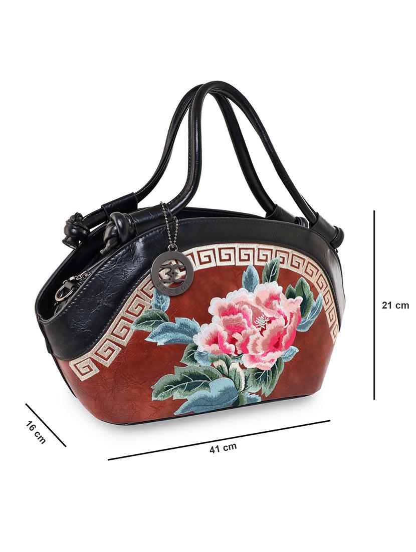 brown embroidered regular sling bag - 18444383 - Standard Image - 4