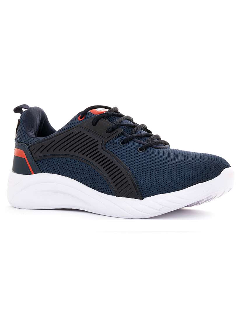 navy blue lace up sport shoes