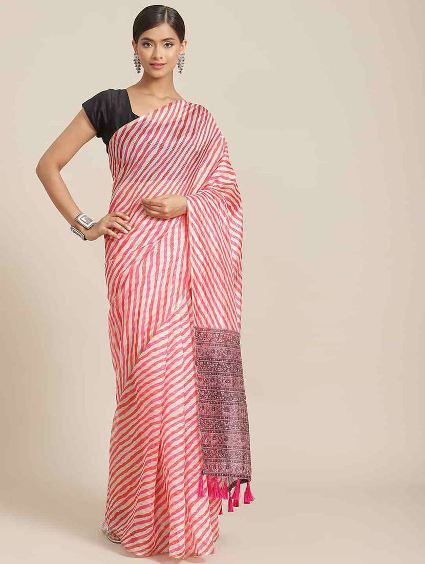 women's leheriya pink colored saree with blouse