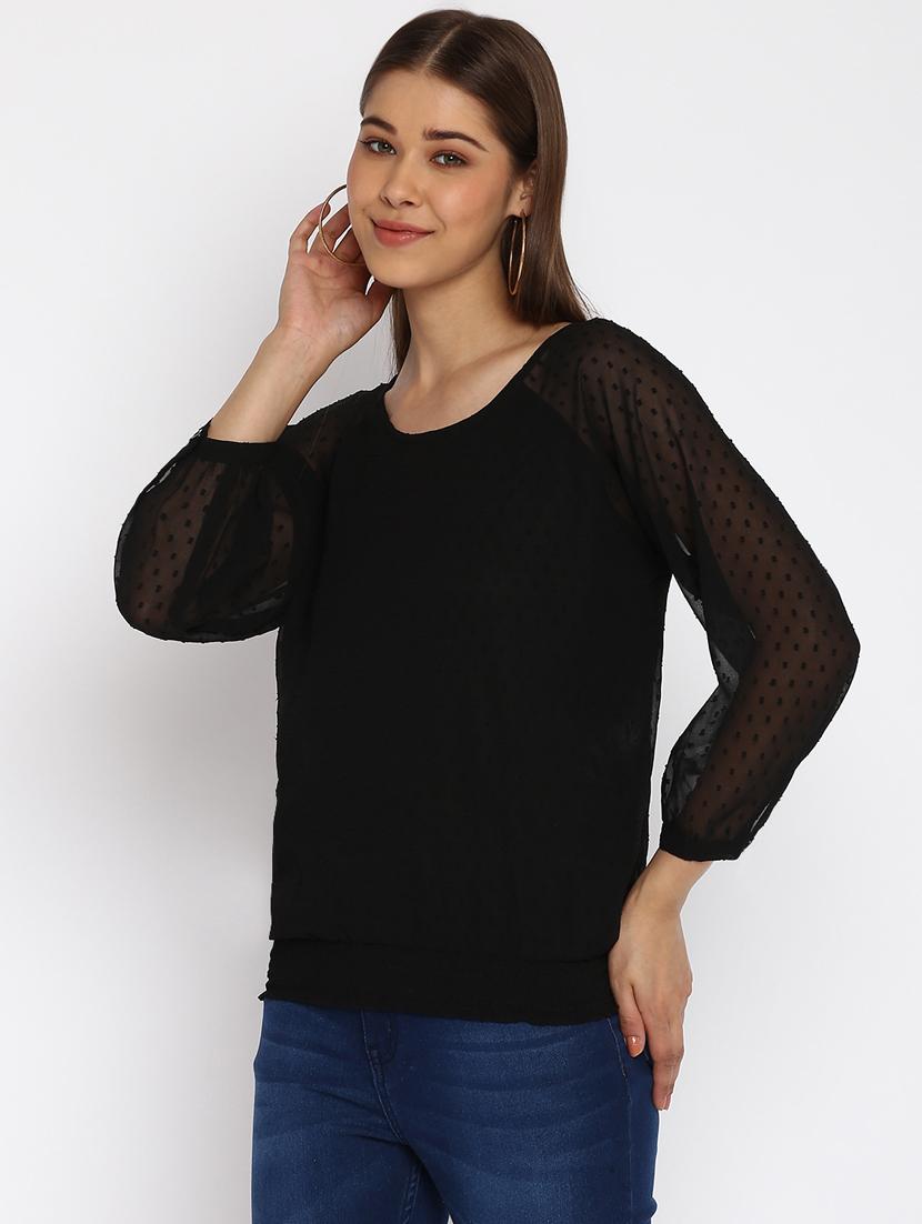 round neck self design top  - 18444870 -  Standard Image - 1