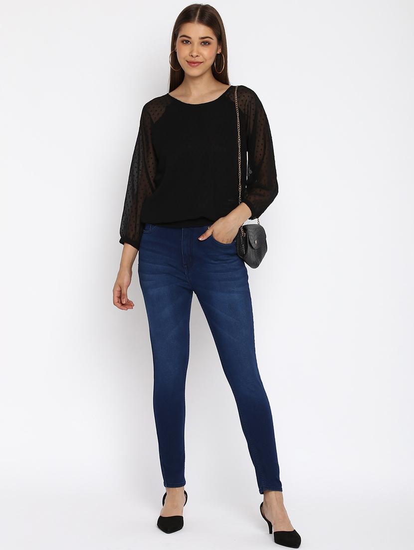 round neck self design top - 18444870 - Standard Image - 4