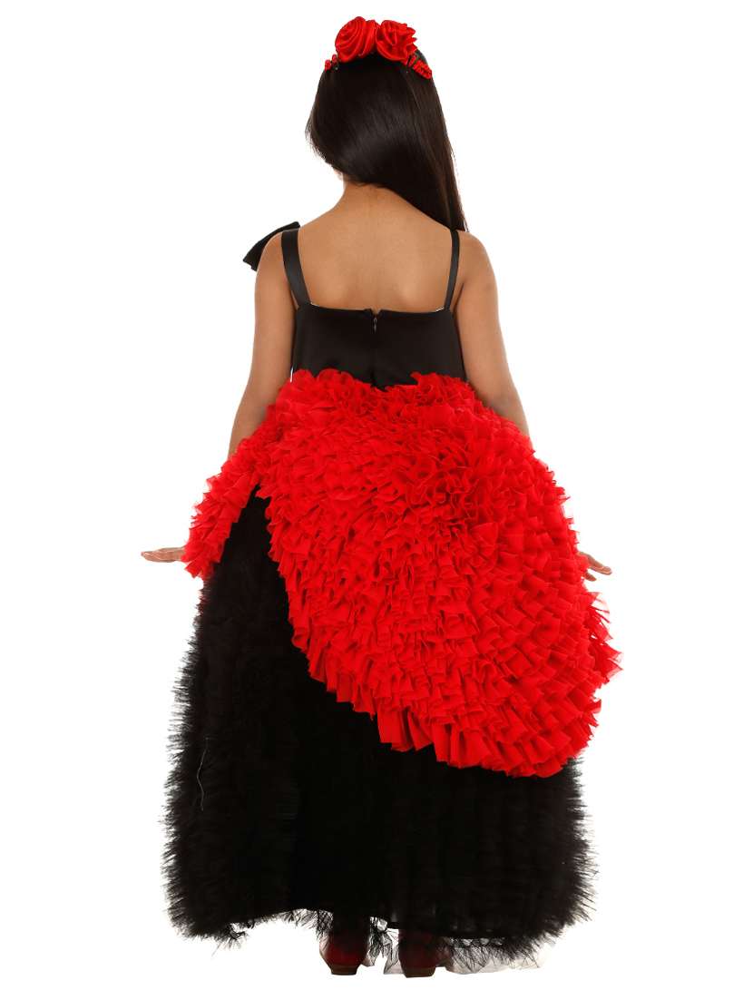 girls black solid layered party gown - 18445048 -  Standard Image - 1