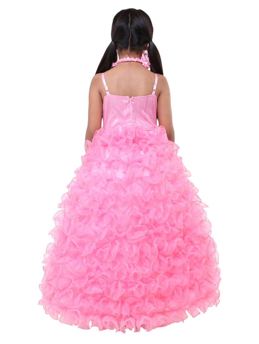 girls pink sequined layered gown - 18445058 -  Standard Image - 1