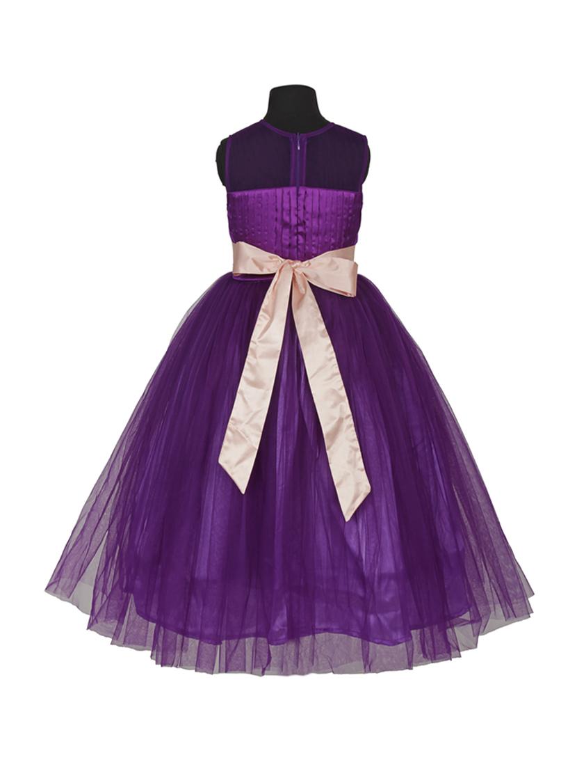 girls purple solid layered gown - 18445061 -  Standard Image - 1